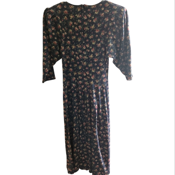 Paquette Too!  Retro vintage floral maxi dress pleated skirt size 4 - Picture 2 of 5